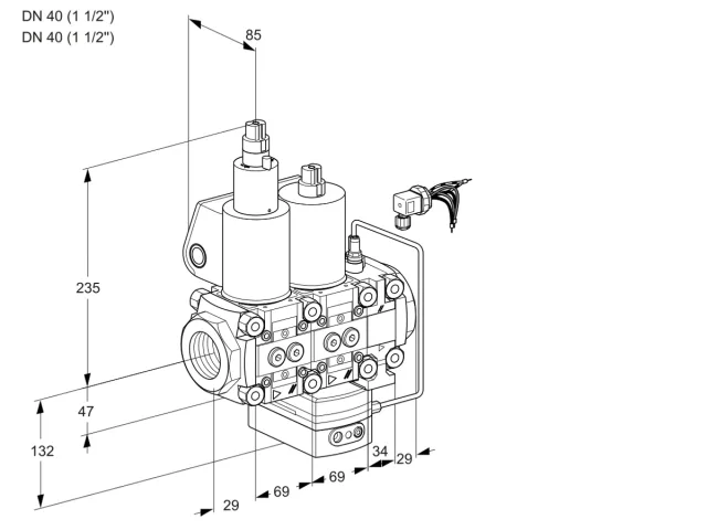 Kromschroder VCH 2E40R/40R05LHEVKL/PPPP/PPPP — двойной электромагнитный газовый клапан — 88104151