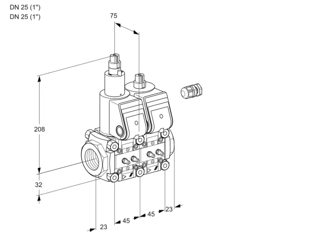 Kromschroder VCS 1E25R/25R05LNWR/MMMM/PPPP — двойной электромагнитный газовый клапан — 88105902