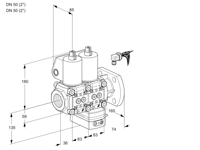 Kromschroder VCG 3E50R/50F05NGEWL/PPPP/PPPP — двойной электромагнитный газовый клапан — 88100972