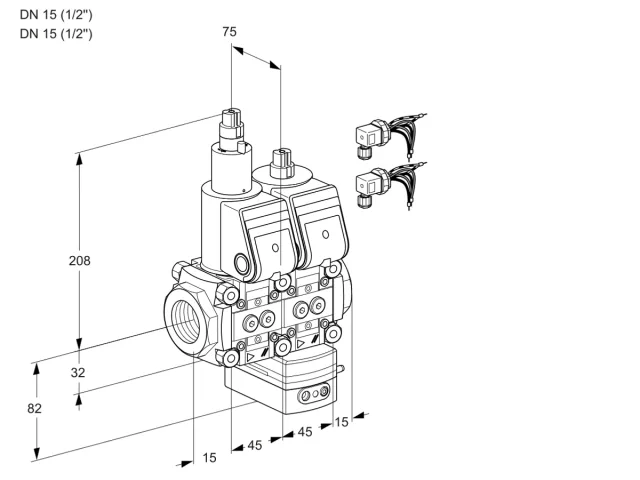 Kromschroder VCD 1E15R/15R05LD-50WR6/PPPP/PPPP — двойной электромагнитный газовый клапан — 88103830