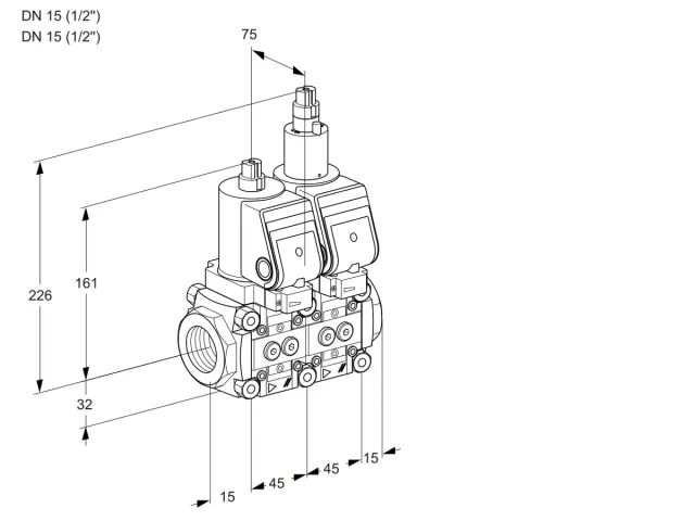 Kromschroder VCS 1T15N/15N05NLWGR/PPPP/PPPP — двойной электромагнитный газовый клапан — 88106673