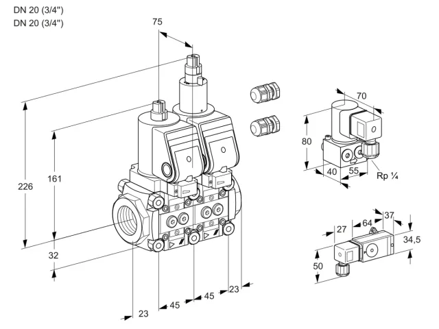 Kromschroder VCS 1E20R/20R05NLWSR3/-3PP/ZYPP — двойной электромагнитный газовый клапан — 88105846