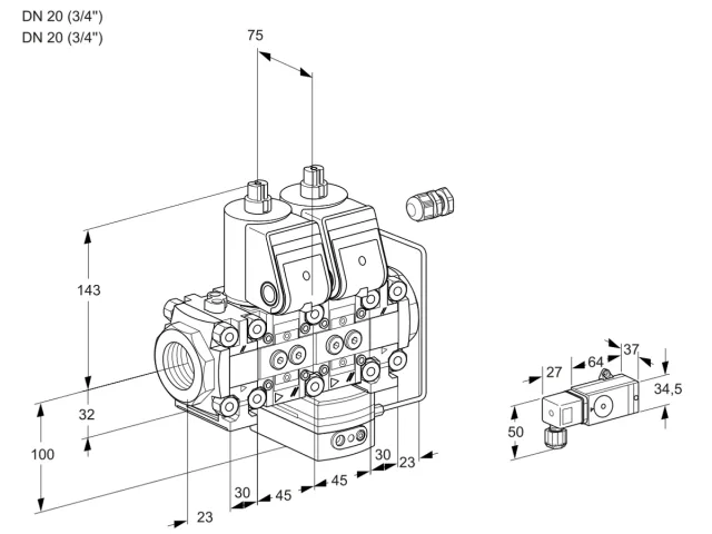 Kromschroder VCH 1E20R/20R05FNHEVWR/1-PP/3-PP — двойной электромагнитный газовый клапан — 88107664