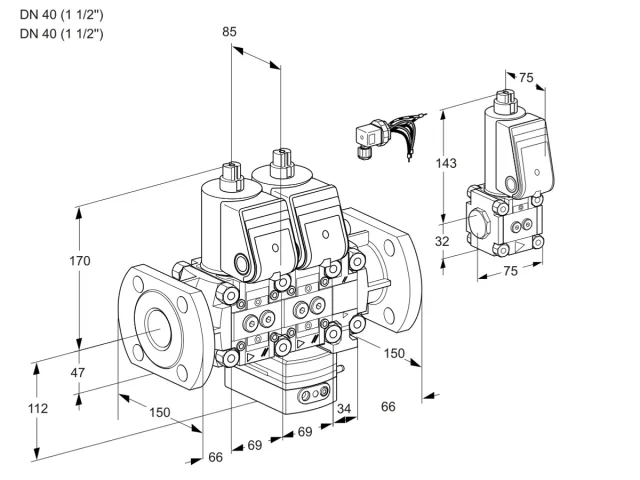 Kromschroder VCG 2E40F/40F05NGEVWR/PPPP/PPZS — двойной электромагнитный газовый клапан — 88106519