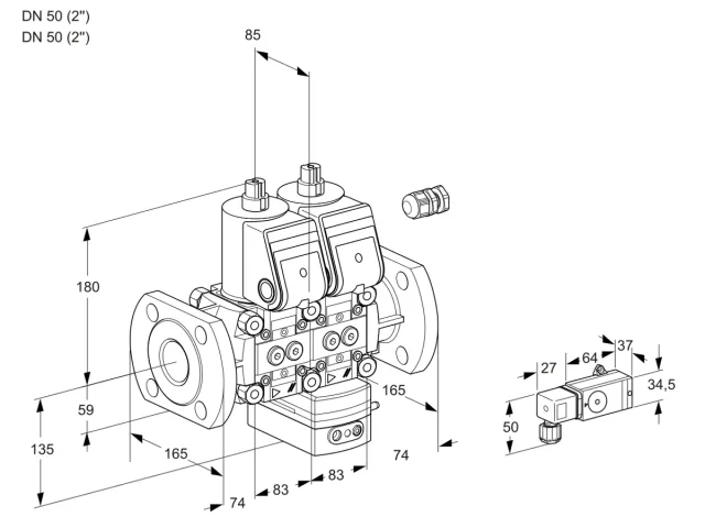 Kromschroder VCD 3E50F/50F05ND-100WR/PPPP/2-PP — двойной электромагнитный газовый клапан — 88103549