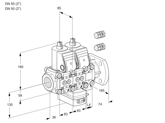 Kromschroder VCD 3E50R/50F05ND-50VWR3/PPPP/PPPP — двойной электромагнитный газовый клапан — 88106252