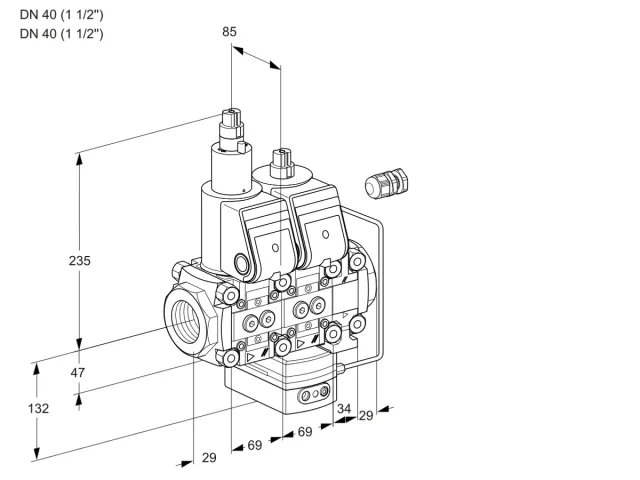 Kromschroder VCH 2E40R/40R05LHEVWR/PPPP/PPPP — двойной электромагнитный газовый клапан — 88105974