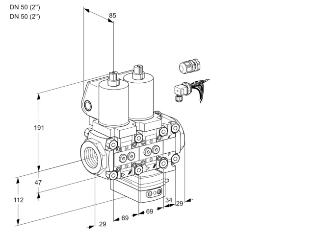Kromschroder VCG 2E50R/50R05NGEVWSL8/PPPP/PPPP — двойной электромагнитный газовый клапан — 88104474