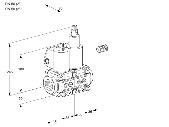 Kromschroder VCS 3E50R/50R05NLWL/PPPP/PPPP — двойной электромагнитный газовый клапан — 88107030