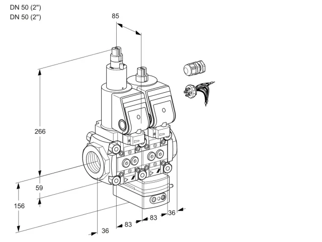 Kromschroder VCH 3E50R/50R05LHEWGR7/PPPP/PPPP — двойной электромагнитный газовый клапан — 88102822