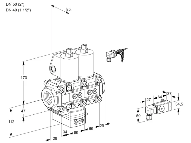 Kromschroder VCD 2E50R/40R05FD-25NWL/MMMM/1--4 — двойной электромагнитный газовый клапан — 88100778