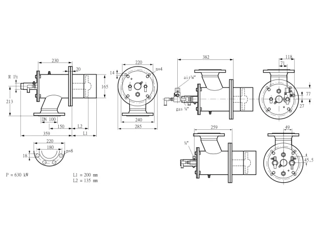 Kromschroder ZIO 165HBL-200/135-(24E)D — промышленная газовая горелка — 84099946