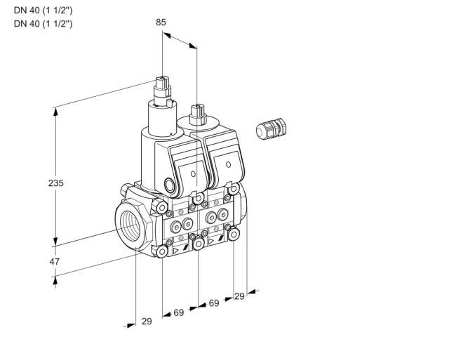 Kromschroder VCS 2E40R/40R05LNWR/PPPP/PPPP — двойной электромагнитный газовый клапан — 88104910