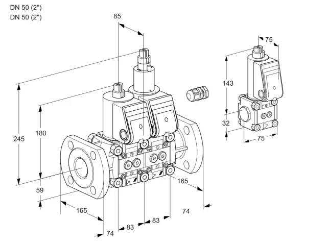 Kromschroder VCS 3E50F/50F05NLWR/PPPP/PPBS — двойной электромагнитный газовый клапан — 88107035