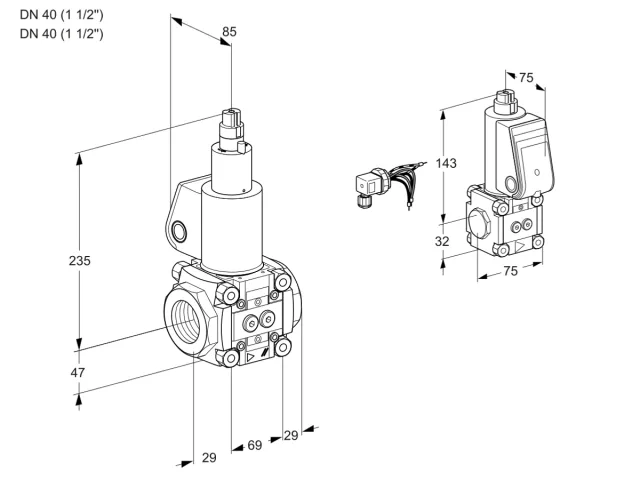Kromschroder VAS 2E40R/40R05LWL/BS/PP — электромагнитный газовый клапан — 88103030