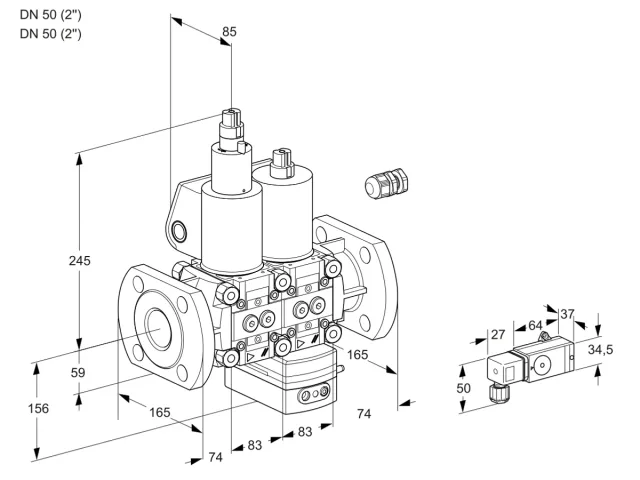 Kromschroder VCV 3E50F/50F05LVKWL/MM-4/PP3- — двойной электромагнитный газовый клапан — 88103777