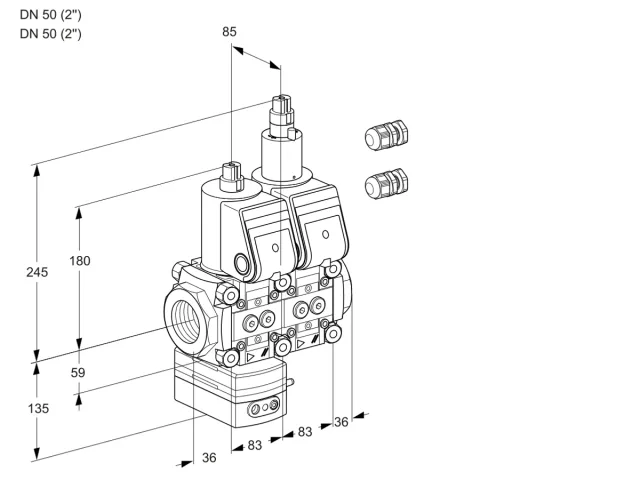 Kromschroder VCD 3E50R/50R05D-25LWR3/PPPP/PPPP — двойной электромагнитный газовый клапан — 88100492