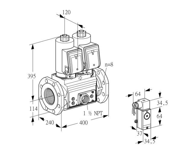 Kromschroder VCS 9T125A05NNAGRE/P3VP/MMMM — двойной электромагнитный газовый клапан — 88203974