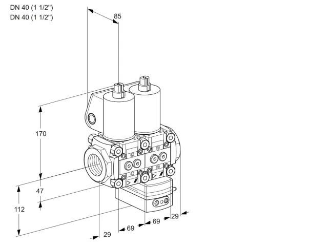 Kromschroder VCG 2E40R/40R05NGEWL/PPPP/PPPP — двойной электромагнитный газовый клапан — 88104017