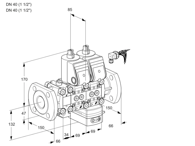 Kromschroder VCV 2E40F/40F05FNVKWR/PPPP/PPPP — двойной электромагнитный газовый клапан — 88100895