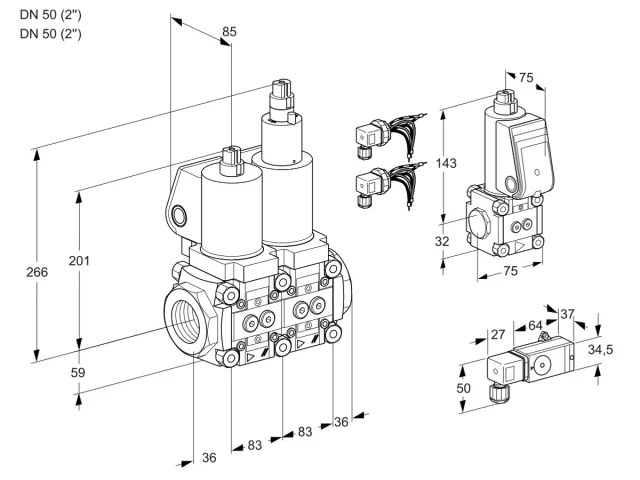 Kromschroder VCS 3E50R/50R05NLWSL8/PPBS/-3PP — двойной электромагнитный газовый клапан — 88107130