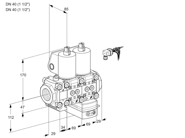 Kromschroder VCG 2E40R/40R05FNGEWL/PPPP/PPPP — двойной электромагнитный газовый клапан — 88104943