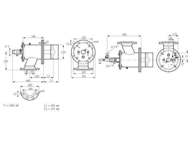 Kromschroder ZIO 200RBL-450/235-(25)DB — промышленная газовая горелка — 84099781