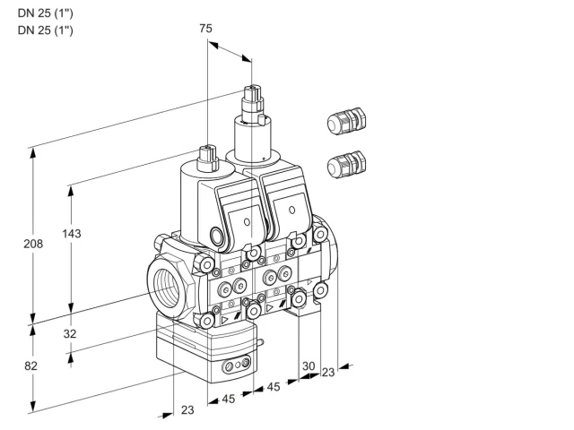 Kromschroder VCD 1E25R/25R05D-100LVWR3/PPPP/PPPP — двойной электромагнитный газовый клапан — 88107824