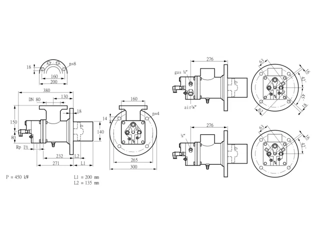 Kromschroder BIO 140HBL-200/135-(44E)E — промышленная газовая горелка — 84099945