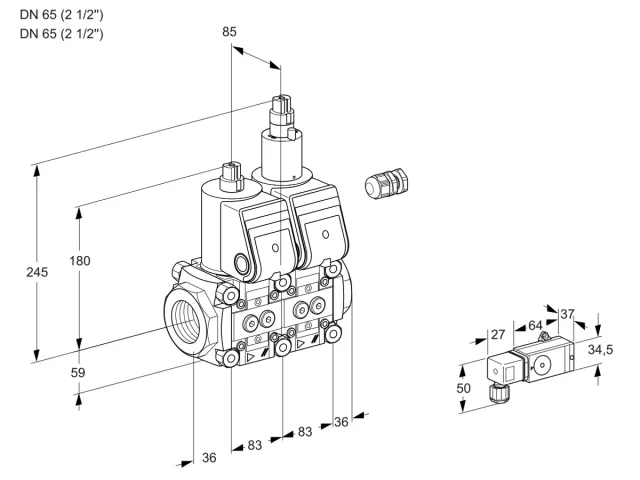 Kromschroder VCS 3E65R/65R05NLWR/2--3/MMMM — двойной электромагнитный газовый клапан — 88104214