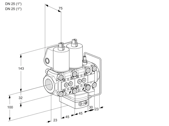 Kromschroder VCH 1T25N/25N05NHAVQL/PPPP/PPPP — двойной электромагнитный газовый клапан — 88106891