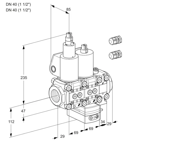 Kromschroder VCG 2E40R/40R05LGEVWL3/PPPP/PPPP — двойной электромагнитный газовый клапан — 88107230