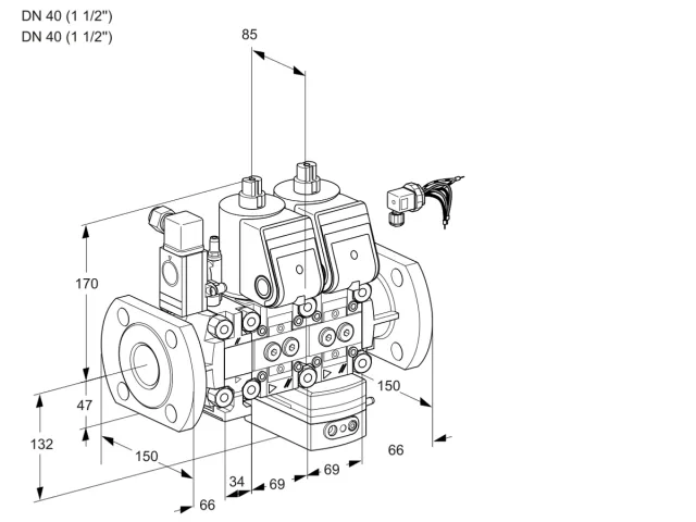 Kromschroder VCV 2E40F/40F05F2NVKWR/PPPP/PPPP — двойной электромагнитный газовый клапан — 88103954