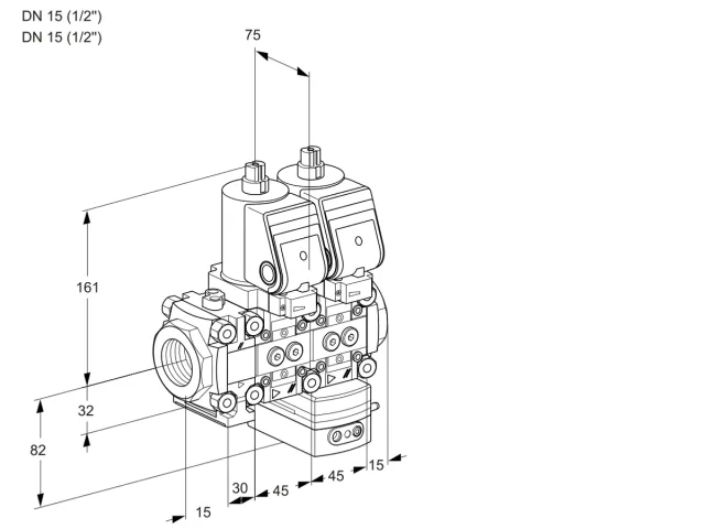 Kromschroder VCD 1T15N/15N05FND-50QSR/PPPP/PPPP — двойной электромагнитный газовый клапан — 88103063
