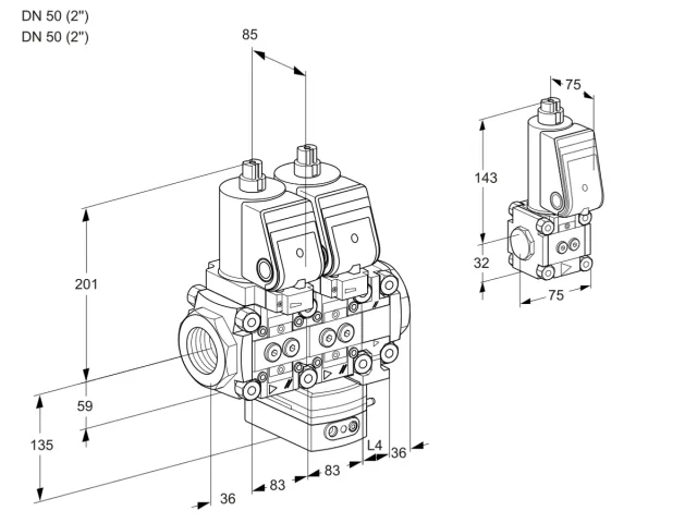 Kromschroder VCG 3T50N/50N05NGAVQSR/PPPP/BSPP — двойной электромагнитный газовый клапан — 88105975