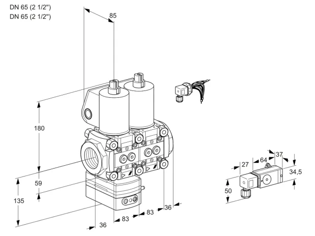 Kromschroder VCD 3E65R/65R05D-100NWL/PPPP/-3PP — двойной электромагнитный газовый клапан — 88103007