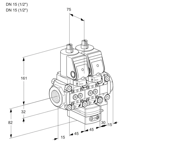 Kromschroder VCG 1T15N/15N05NGAVQGR/PPPP/PPPP — двойной электромагнитный газовый клапан — 88103105