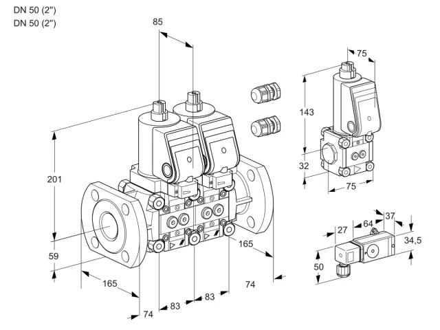 Kromschroder VCS 3E50F/50F05NNWSR3/PP3-/PPZS — двойной электромагнитный газовый клапан — 88103486