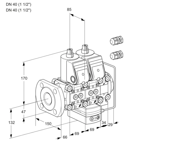 Kromschroder VCH 2E40F/40R05NHEVWR3/PPPP/PPPP — двойной электромагнитный газовый клапан — 88102587