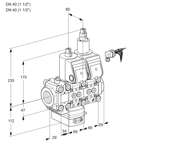 Kromschroder VCD 2E40R/40R05FD-25LWR/PPPP/PPPP — двойной электромагнитный газовый клапан — 88105501