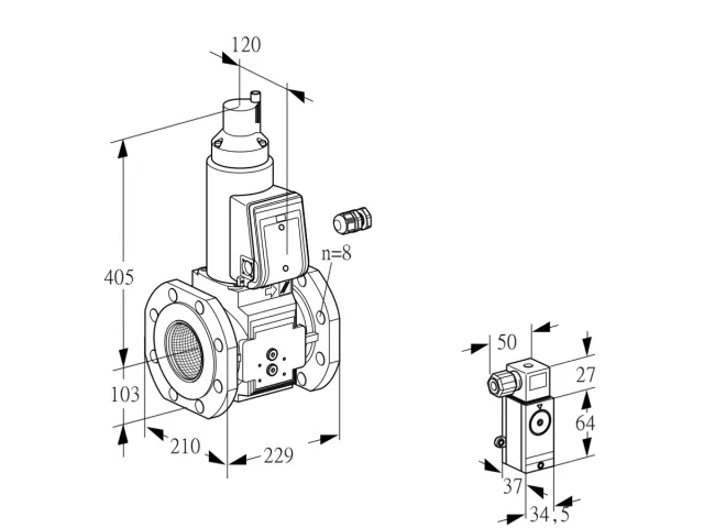 Kromschroder VAS 8100F05LW3B/P2/PP — электромагнитный газовый клапан — 88207139