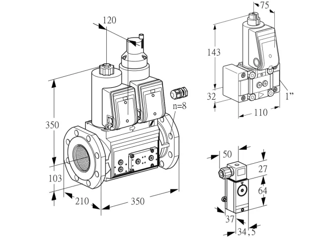 Kromschroder VCS 8100F05NLWR3E/P3PP/PPZ- — двойной электромагнитный газовый клапан — 88204098