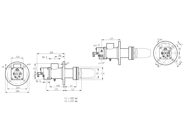 Kromschroder BIC 80RBL-200/235-(11)E — промышленная газовая горелка — 84032131