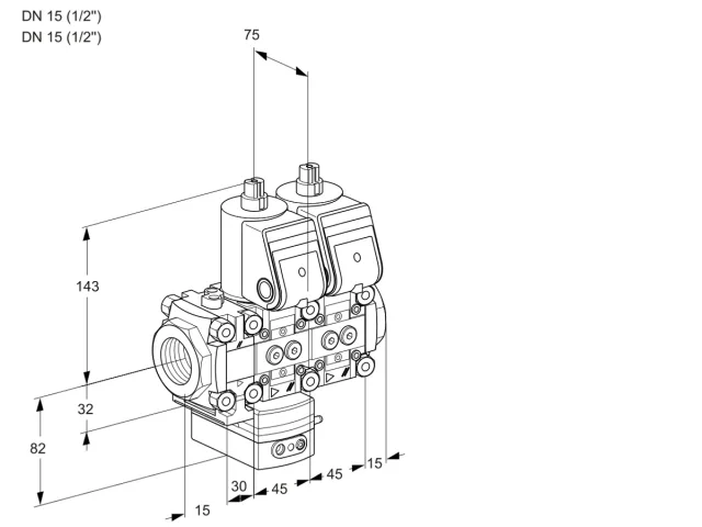 Kromschroder VCD 1T15N/15N05FD-50NQR/PPPP/PPPP — двойной электромагнитный газовый клапан — 88101971