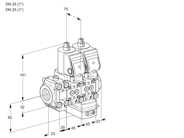 Kromschroder VCD 1T25N/25N05FND-50QSR/PPPP/PPPP — двойной электромагнитный газовый клапан — 88103064