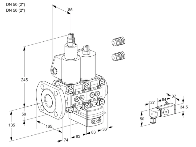 Kromschroder VCG 3E50F/50R05LGEWL3/PPPP/PP3- — двойной электромагнитный газовый клапан — 88107214