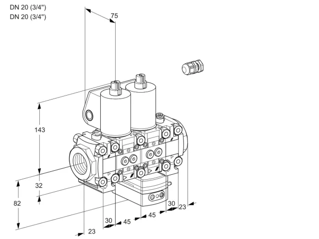 Kromschroder VCG 1E20R/20R05FNGEVWL/PPPP/PPPP — двойной электромагнитный газовый клапан — 88100187