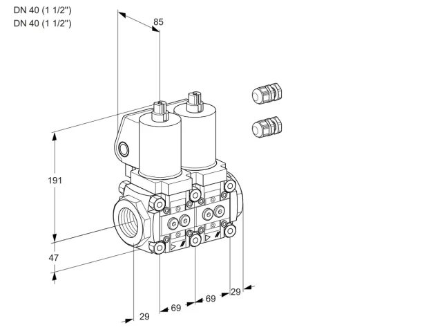 Kromschroder VCS 2E40R/40R05NNWGL3/PPPP/PPPP — двойной электромагнитный газовый клапан — 88104587