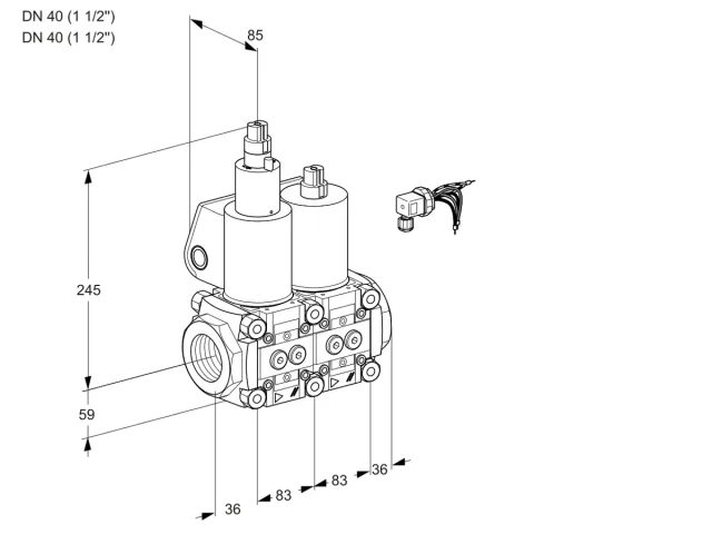 Kromschroder VCS 3E40R/40R05LNWL3/PPPP/PPPP — двойной электромагнитный газовый клапан — 88104500