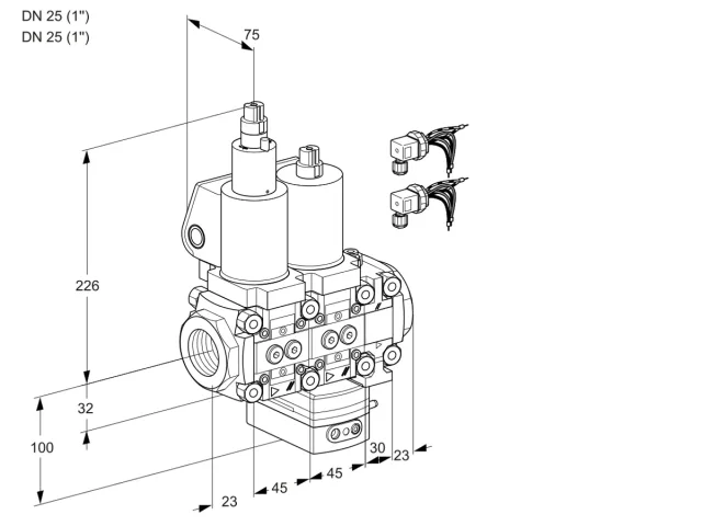 Kromschroder VCH 1E25R/25R05LHEVWSL8/PPPP/PPPP — двойной электромагнитный газовый клапан — 88106738